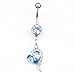 CrazyPiercing Navel Barbell Rhinestones Heart Dangle Belly Button Ring Fashion Body Piercing Jewelry Blue
