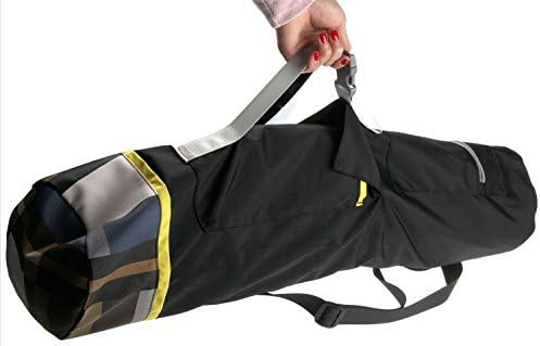 COM4SPORT Exercise Yoga Mat Bag with Multi Functional Storage Pockets Cotton Canvas with Shrink Proof Design 28''Lx7''D Inch (Black)