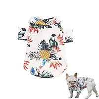 Meioro Dog Clothes Pet Clothes Breathable Dog T-Shirt Hawaiian Style Seaside Resort Style Cotton Material Puppy French Bulldog Pug Cat (XL, White)