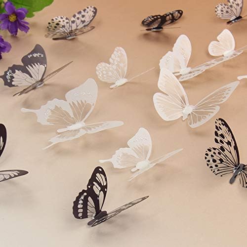 IKAAR 18pcs 3D Butterfly Wall Stickers, Black and White, PVC Material, for Walls Doors, Closets & More, Home Decor, Wedding, Baby Room - Image 5