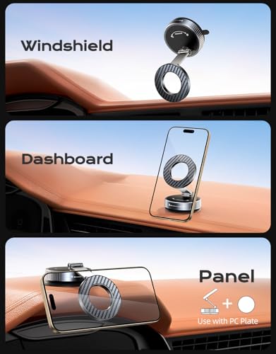 Mohard 2026 Magnetic Phone Holder for Cars, [Nano Gel+Vacuum Suction] Car Phone Holder, 360° Adjustable Foldable & 2400GF Strong Magnet Dashboard for MagSafe Car Mountings, for iPhone 17/16/15/14/13