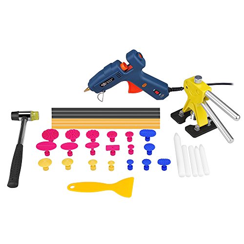 Click Here to See More Images AUTOPDR 34Pcs PDR Auto Body Dent Paintless Repair Removal Kits Smile Dent Lifter Glue Gun Stick Hammer Puller Tabs