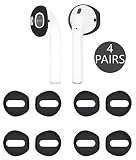 IiEXCEL (Fit in Case) 4 Pairs Replacement Super Thin Slim Silicone Earbuds Ear Tips and Covers Skin Accessories for Apple AirPods or EarPods Headphones (Fit in Charging Case) (Black)