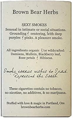 Brown Bear Herbs Sexy Smokes Organic Herbal Smoking Blend Filtered No Tobacco No Nicotine Usa Amazon Sg Health Personal Care