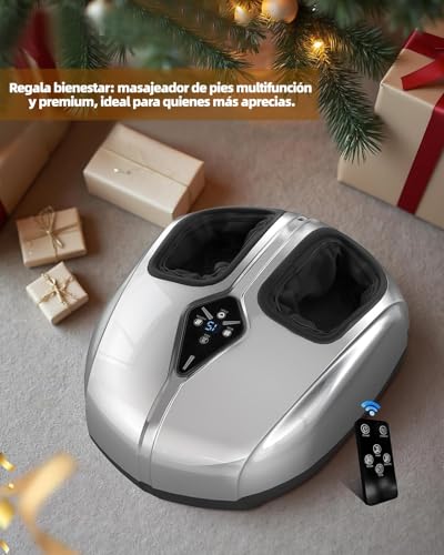 Masajeador de Pies Shiatsu con Calor, Vibración, Compresión de Aire y Amasamiento Profundo para Fascitis Plantar, Neuropatía, Mejora del Bienestar Podal, Regalo para Mujeres y Hombres