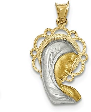 14K Two-Tone Gold Blessed Mary Charm Pendant