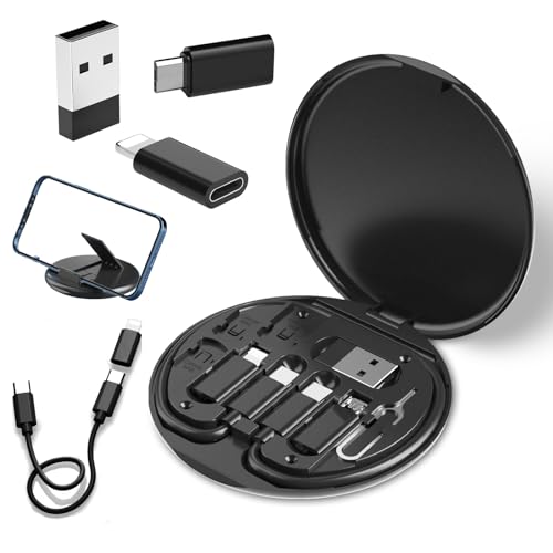 Povdite USB auf USB-C Adapterkabel-Kit mit mehreren OTG-Adaptern für Typ C/A/Micro/Lightning, SIM-Extraktor, SIM-Slot, Telefonhalter