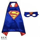 Bek Brands Superman Superhero Cape and Mask Set | Dress up Satin Cape and Felt Mask, Costume for Kids Party