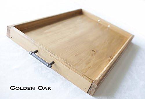 Handmade Rustic Wooden White Pine Serving Tray w/Metallic Handles 23" x 16" (Golden Oak)