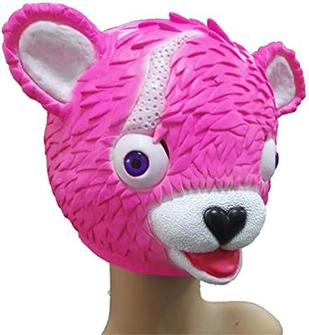 Inverlee Cuddle Team Leader Pink Bear Game Mask Melting Face Adult Latex Costume Toy (Pink)