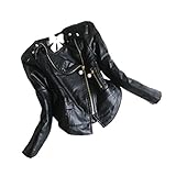 Girls Rivets and Ruffle Chiffon Faux Leather Motor Jacket black-6(2/3Y)