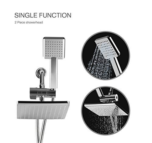 FLOWELL AMG and Enchante Accessories - Silicon Valley High Pressure Rainfall Shower Head Set (160 Jets - Combined) with Modern Design, Chrome Finish with Water Diverter and Hose, SH455A - Thumbnail 4