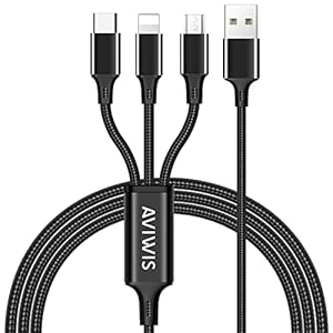 AVIWIS 3in1 充電ケーブル 3A USBマルチケーブル 3イン1 充電コード