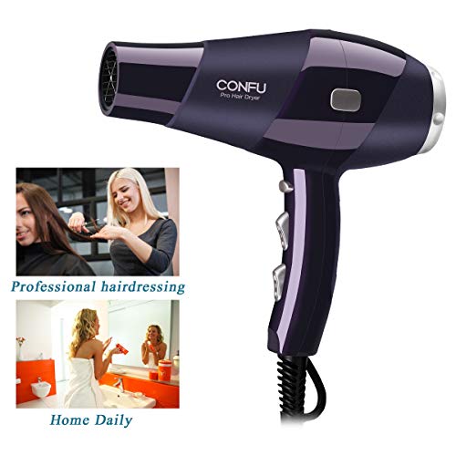 CONFU Professional Ionic Hair Dryer 1875W AC Motor Salon BlowDryer Fast Drying Light Weight Low Noise Hairdryers with Diffuser 2 Concentrators 3 Heat 2 Speed Settings Cool Shot ETL Certified - Thumbnail 4