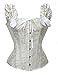 SHAPERX Womens Ruched Sleeves Bridal Overbust Steel Boned Waist Cinching Corset Bustier,SZ1547-White-XXL