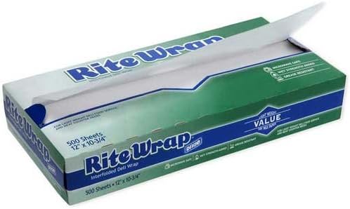 Dixie Master Rite Wrap Interfolded Dry Wax Deli Paper, 12 x 10 3/4 inch -- 6000 per case.