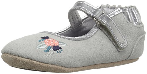 Robeez Girls' Catherine White-K Crib Shoe, Blossom Ballet Grey, 3-6 Months M US Infant