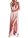 BerryGo Women's Sexy Sleeveless Backless Deep V Neck Split Satin Long Party Dress Gown Pink