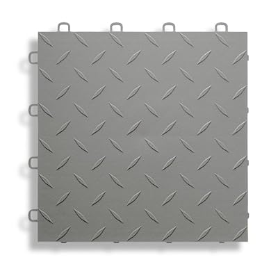 BlockTile B1US4627 Garage Flooring Interlocking Tiles Diamond Top Pack, Gray, 27-Pack