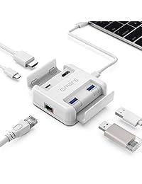 Omars   Hub USB C 5 en 1 multifunción 4 K 30 Hz HDMI& RJ45 100 1000 M Ethernet&USB 3.0x2 & USB C PD 60W puerto de carga para ordenadores portátiles y smartphones USB C