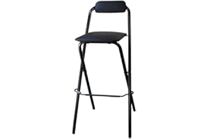 LXSEHN Folding Bar Stool with Backrest, Tall Portable Padded Counter Stool with Footrest, Leather Counter Collapsible Height Bar Chairs for Outdoor Kitchen Shop 26In