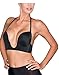 Fullness Women's Sexy V Shape Push Up Deep Plunge Convertible V Bra Max Cleavage Booster Shaper Black 36D