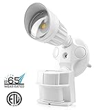 Hyperikon LED Security Light 10W, 1 Head, White, Infrared Motion Sensor, Crystal White Glow 5000K