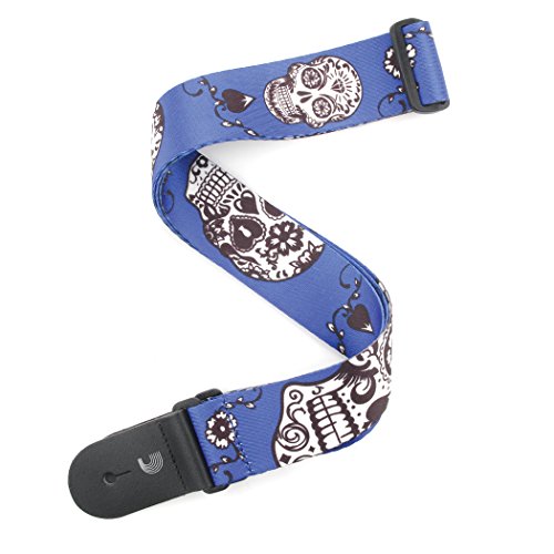 Planet Waves 2-Inch Woven Guitar Strap, Sugar Skulls - Blue