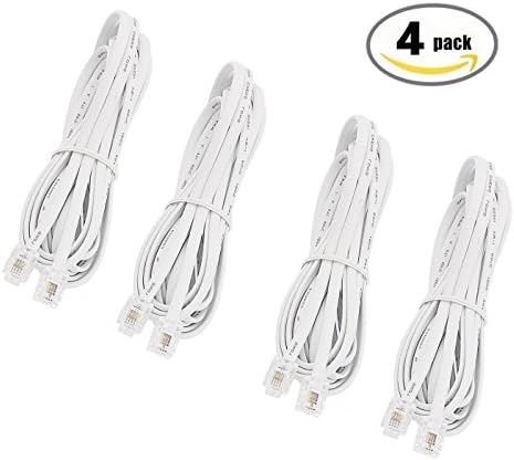 OdiySurveil(TM) 4 Pieces 6P4C RJ11 Telephone Extension Fax Modem Cable Line Wire, 3M/10Ft,Pure Copper Wire Telephone Cords for landline Phones