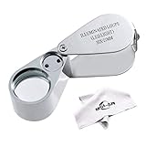 MSLAN 30X Full Metal Illuminated Jewelers Magnifier,Best Folding Pocket Magnifying Glass Jewelers Lens Eye Loupe with LED Light(Detecting/Jewelry Identifying Type)