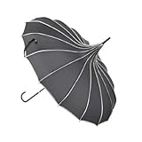 Topwedding 35'' Nylon Pagoda Vintage Parasol Bridal Rain Umbrella,Black