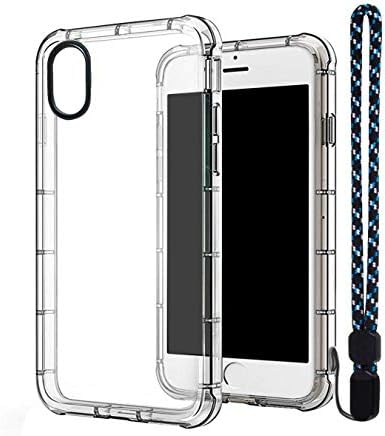 Calmpal iPhone Xr Case,Clear TPU Ultra Slim Reinforced Frame Crystal Clear Shock-Absorption Flexible Soft TPU Bumper with Wrist Strap for iPhone XR(6.1")