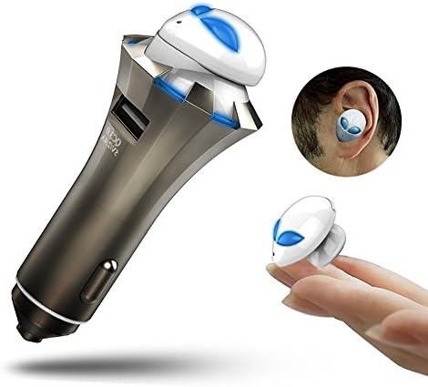 3 in 1 Alien Bluetooth Earbuds, Portable Wireless In-Ear Headphone, Universal Zinc Alloy Car Charger with Safety Hammer, Quick Charge 3.0 Car Charger Adapter for Car iPhone, Samsung, etc