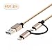 CableCreation 2-in-1 Lightning and Micro USB Cable 4FT, Braided Android and iPhone Charging Cable [MFi Certified], Compatible iPhone 11 /X /8/7, iPad and More, Gold