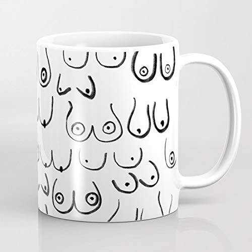 Top Banana Gifts Boobs Pattern - Black and White line Drawing, Life Drawing, Feminine Art 11 OZ Coffee Mug