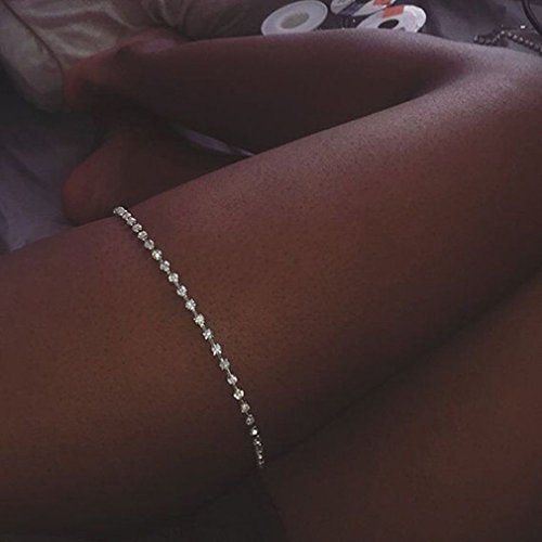 GUAngqi Sexy Shiny Bling Waist Chain Trendy Bikini Thigh Body Chain,Silver - Thumbnail 3