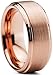 Tungsten Wedding Band Ring 8mm for Men Women Comfort Fit 18K Rose Gold Plated Plated Beveled Edge Brushed Polished