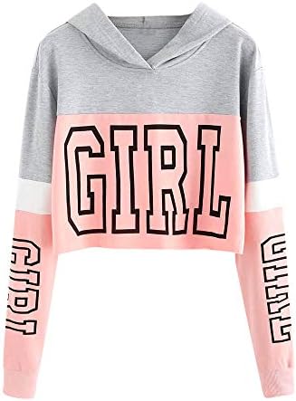 SamMoSon 2019 Crop Top Sweatshirt,Women Printing Long Sleeve Hoodie Sweatshirt Hooded Pullover Tops Blouse