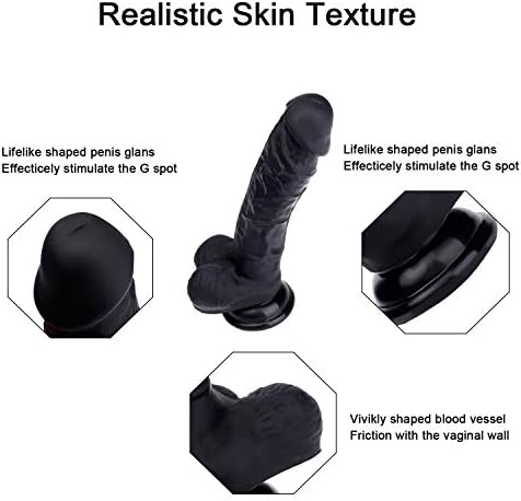 YWWWWW 7.87 Inch Realistic Lifelike Black Huge Tools for Women Silicone Tools with Suction Cup