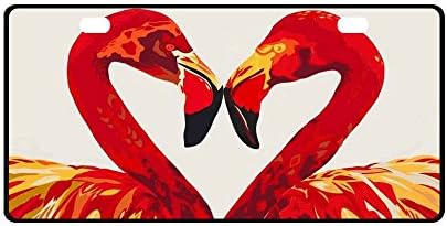 Pink Flamingos Strong And Durable Aluminum Car Metal License Plate Frame for Women/Men Two Holes Tag 11.8" X 6.1"