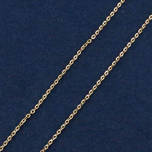 18金 ネックレスチェーン 40cm デザインチェーン 平アズキ 1ミリ幅 パーツ 18k ピンクゴールド