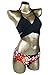 Bikini Women's Swimsuit Criss Cross Halter Style Top with Floral Print Bathing Suit Bottoms Underwear for Girl Black