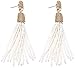 VK Accessories Bead Fringe Dangle Earrings Soriee Drop Earrings Beaded Tassel Ear Drop Pearl White 3