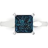 Clara Pucci 2.5 cttw London Blue Topaz 14K White Gold Solitaire Ring for Women - Cocktail Statement Fashion Jewelry Gift (7.5mm, Princess Cut)