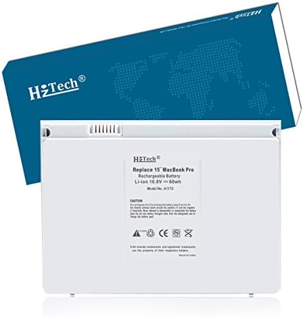 HzTech 60Wh Replacement Laptop Battery for MacBook Pro 15 inch A1150 A1211 A1226 A1260 (Late 2006 Mid 2007 Late 2007 Early 2008 Version) Aluminum Body Apple A1175 Battery -10.8V/5600mAh