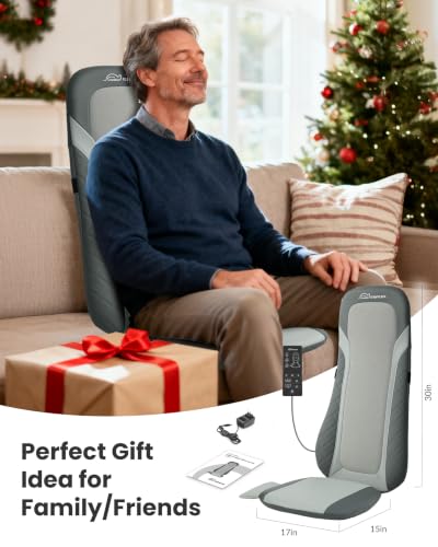Snailax Shiatsu Back Massager with Heat,Full Back Massager for Relaxation,Longer Massage Chair Pad,Back Kneading Shiatsu or Rolling Massage for Chair, Fathers Day Dad Gifts for Men Husband