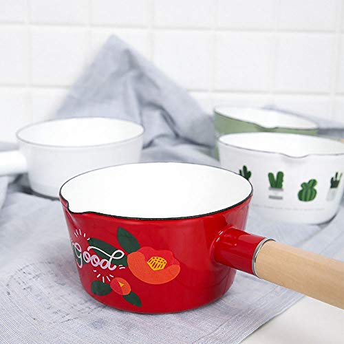Saucepans Enamel Saucepan With Lid, One Side Spout For Easy Pour