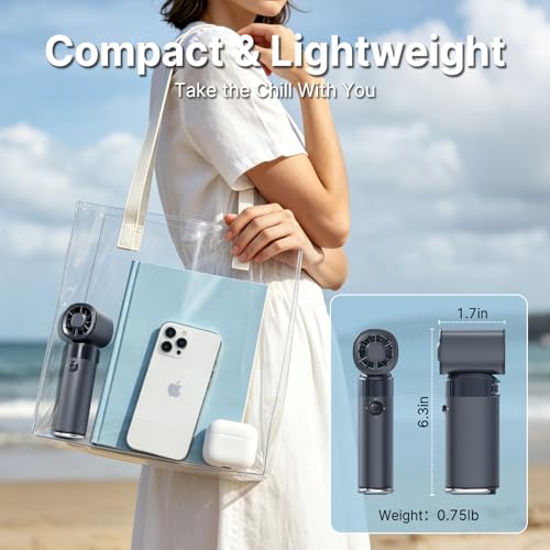 yAyusi Portable Rechargeable Handheld Cooling Fan,10000mAh Multifunctional Powerful Handheld Fan with Ice Cooling Function,Turbo Hand Fan with Type-C Charge,0-100Adjustable Levels for Travel/Office