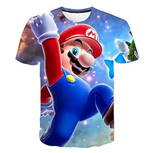 Super Mario 3D bedrukt T-shirt, ronde hals, zomer, korte mouwen, mooi Anime T-shirt, overhemden tops
