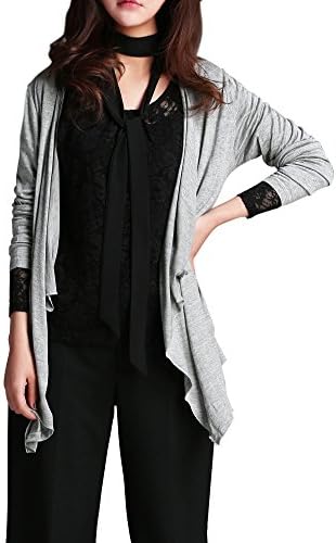 EGO ECHO Long Sleeve Open Front Cardigans for Women - Draped Cardigan (Grey, M)